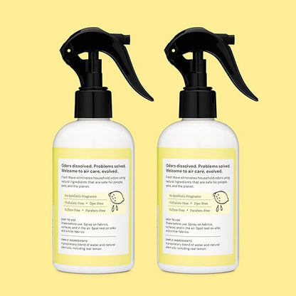 Fresh Wave Lemon Scent Odor Removing Spray, 8 fl. oz. | Pack of 2 | Odor Absorber for Home, Furniture, Fabrics & Trash | Safer Odor Relief