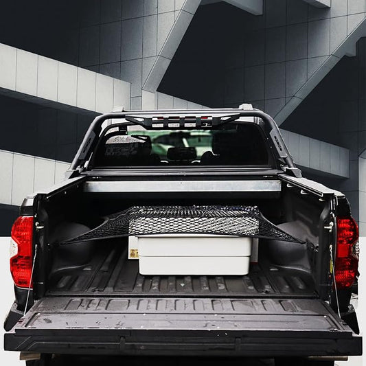 Cargo Net for Pickup Truck Bed, Trucks Cargo Net Mesh Organizer, 4'x4' Stretch to 7'x7' Highly Elastic Truck Bed Net for Camping, Trip Luggage, Compatible with Trailer, Ford, Chevrolet, Dodge