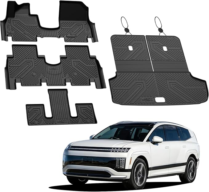 LASFIT Floor Mats & Backrest Mats & Cargo Mat for Hyundai Ioniq 9 2026 (Only Fit 6 Seats, Not Fit 7 Seats), All Weather TPE Custom Fit Floor Liners with Full Set Car & Trunk Mats Accessories, Black