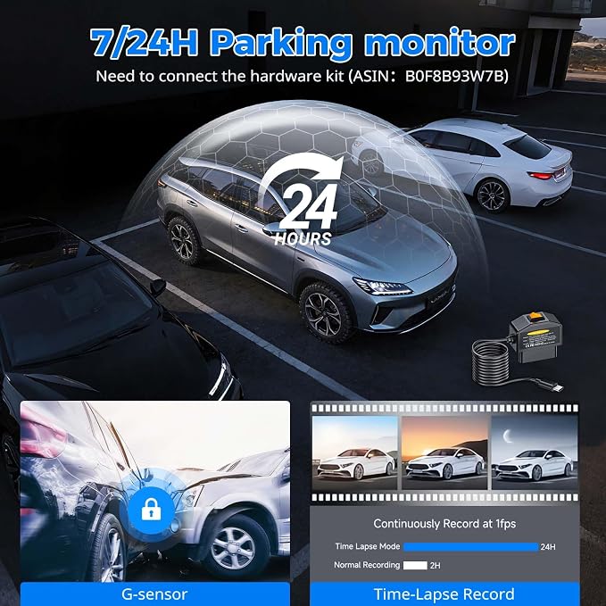 4K Mirror Dash Cam,Rear View Mirror Camera with WiFi,Dash Cam Front and Rear for Car,G-Sensor,7/24H Parking Mode,12" Touch Screen,Includes 64GB Card