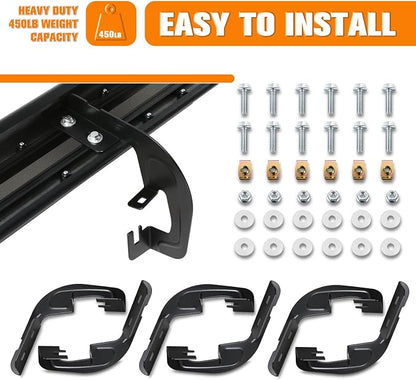 Pair 6.3" Black Powder Coated Flat Side Step Bars Running Boards Compatible with 2007-2019 Chevy Silverado GMC Sierra 1500 2500HD 3500HD Extended Cab, Stainless Steel