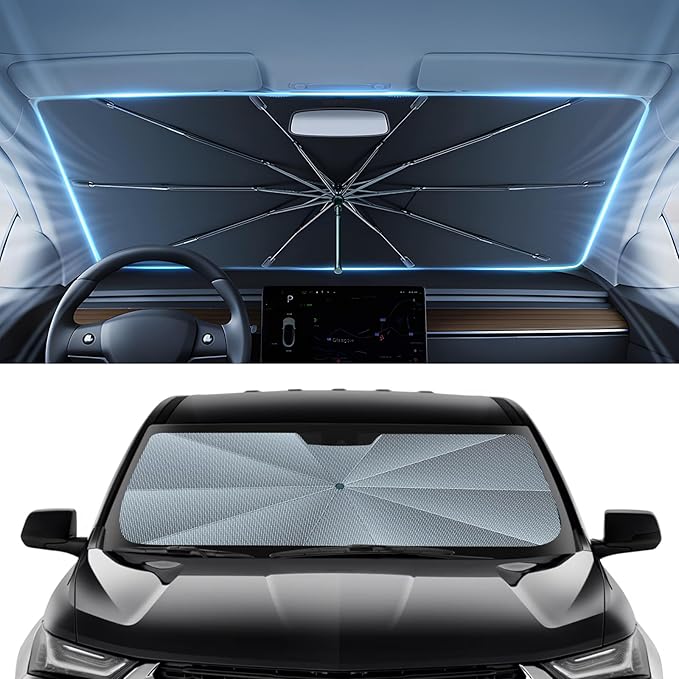 Autorder Windshield Sun Shade Umbrella for 2018-2023 Chevy Chevrolet Traverse SUV Accessories,Upgraded Ice Crystal Material,Easy Setup Umbrella Sunshade for Car Windshield,100% Sun Blocking
