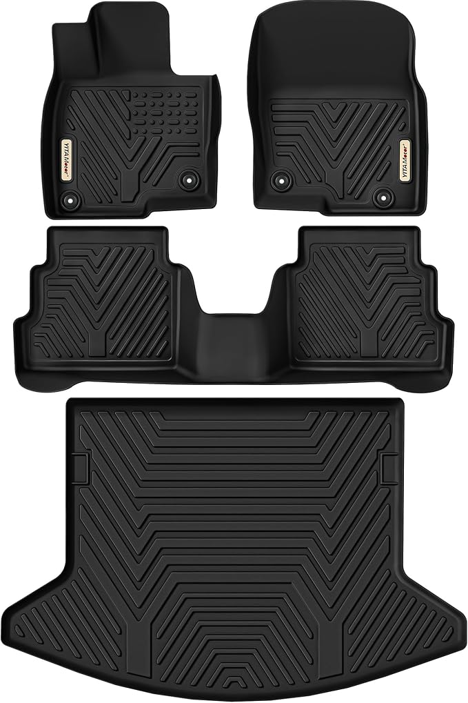 YITAMOTOR Floor Mats & Cargo Liner Fit for Mazda CX-5 2017-2021, TPE All Weather Custom Fit Floor Liners for Mazda CX5, 1st & 2nd Row and Trunk Liner Car Mats Set Accessories, Black