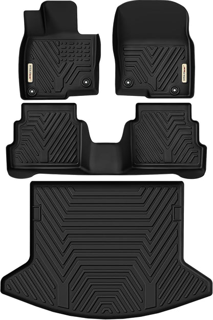 YITAMOTOR Floor Mats & Cargo Liner Fit for Mazda CX-5 2017-2021, TPE All Weather Custom Fit Floor Liners for Mazda CX5, 1st & 2nd Row and Trunk Liner Car Mats Set Accessories, Black