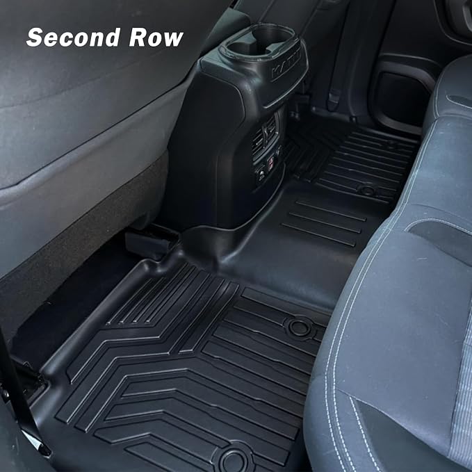 KUST Custom Fit Floor Mats for 2017-2024 Nissan Titan / 2016-2024 Nissan Titan XD Crew Cab (with Rear Under Seat Organizer) All Weather Floor Liners 5D 1st & 2nd Row Carpet Liners Black