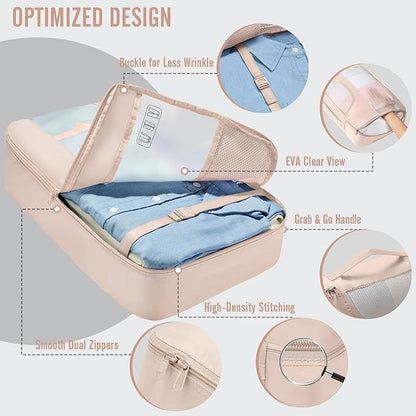 Veken 8 Set Packing Cubes for Cruise Ship Essentials,Beach Vacation Travel Accessories with Hanging Toiletry Bag,Suitcase Organizer for Luggage,Personalized Birthday & Retirement Gifts for Women Mom