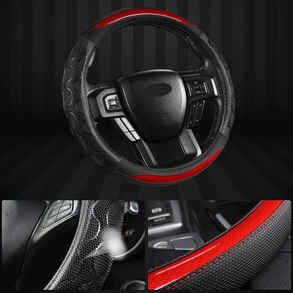 GIANT PANDA Car Steering Wheel Cover for Ford F150 F250 F350 Expedition 15.5-16 inches - Red