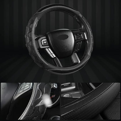 GIANT PANDA Car Steering Wheel Cover for Ford F150 F250 F350 Expedition 15.5-16 inches - Black
