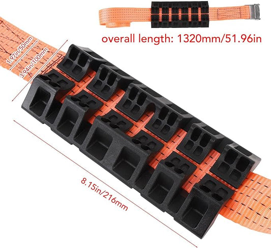 Tire Traction Straps for Trucks and SUVs – Emergency Snow Mud Skid Straps with Gloves – Strong Grip ABS Material for Enhanced Vehicle Stability and Safe Driving in Winter or Off Road Conditions