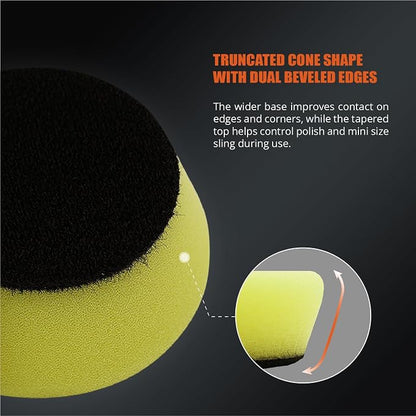 SPTA Yellow T80 Mini High-Cut Foam Polishing Pad Sets, 5Pcs 1.3inch/32mm Sponge Polishing Buffing Pads, Car Foam Detail Polishing Pad Kit for Car Detail Polishing, Small Area Polishing -FPTSS1Y