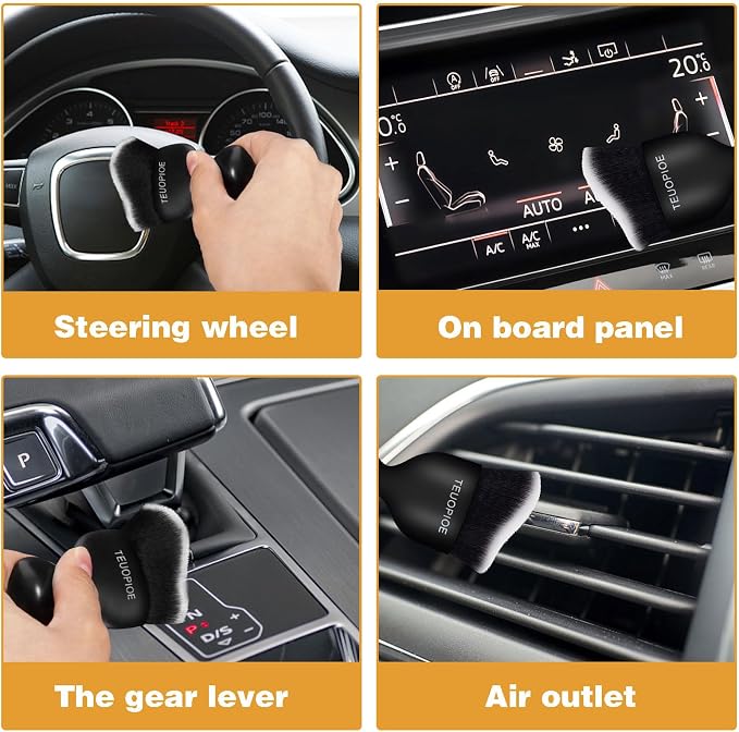 Car Interior Cleaning Brush, Car Duster Interior,Car Detailing Brush Dusting Brush,Car Interior Cleaning Tool, Auto Soft Hair Car Brush,Auto Interior Dust Brush for Air Vents(White)