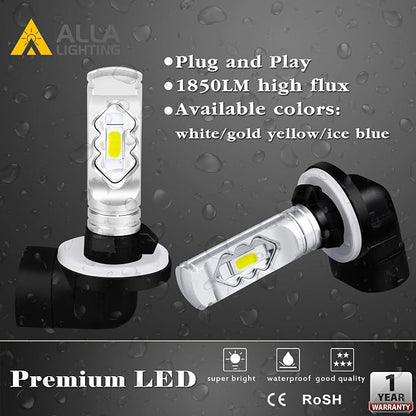 Alla Lighting 3800lm PGJ13 Base 889 881 LED Fog Light Bulbs, Red Xtreme Super Bright H28 886 888 894 896 898 ETI-SMD Replacement