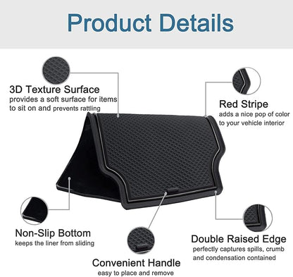 JDMCAR Custom Liner Accessories Compatible with Chevy Colorado/GMC Canyon 2015 2016 2017 2018 2019 2020 2021 2022, Cup Holder, Door Pocket, and Center Console Mat Kit 26-PC Set (Crew Cab, Black Trim)