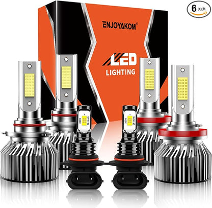 Compatible For Ford F150 2015 2016 2017 2018 2019 2020 Fog Lights Bulbs Combo Kits, Direct Installation 1:1 Size Replacement Super Bright Lights Bulb, Pack of 6