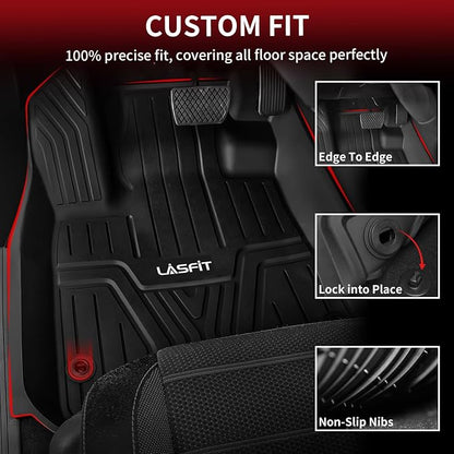 LASFIT Floor Mats & Trunk Mat with Backrest Mat for Honda Pilot 2023-2025 2026, Split & One-Piece Foldable Seating All Weather TPE Floor Liners 1st & 2nd & 3rd Row & Cargo Mat with Seatback Mat, Black