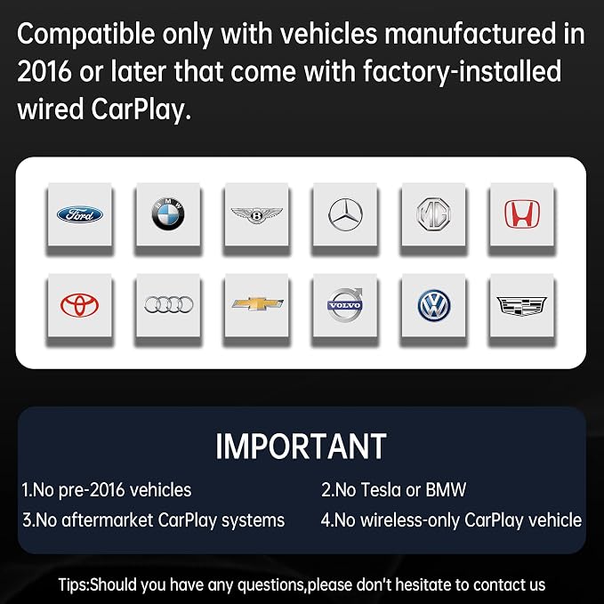 Wireless CarPlay Adapter (2025 Upgrade) – Convert Wired CarPlay to Wireless, Stable Connection, RGB Ambient Lighting, Compatible with Wired CarPlay Cars & iPhone
