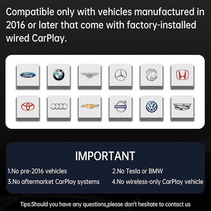 Wireless CarPlay Adapter (2025 Upgrade) – Convert Wired CarPlay to Wireless, Stable Connection, RGB Ambient Lighting, Compatible with Wired CarPlay Cars & iPhone