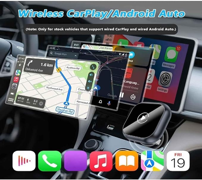 Wireless Carplay Adapter for Toyota Highlander 2020 2021 2022, 2-in-1 Plug and Play Android Auto Carplay Adapter Car Play Dongle Convert Wired to Wireless CarPlay,C/Grey