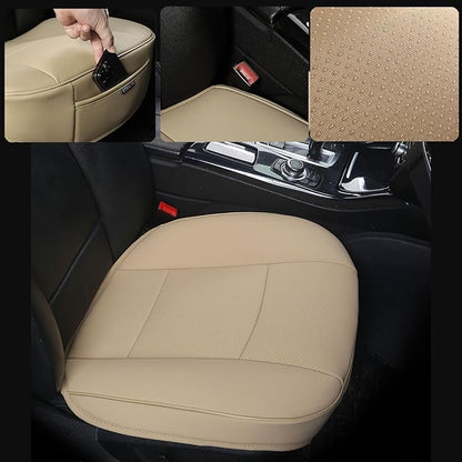 Ultra-Luxury PU Leather Car Seat Protection Cover Car Seat Cover for Most Four-Door Sedan&SUV,Single Seat Cover Without Backrest 1PCS (W 20.8× D 21× T 0.2inch) (3D-Beige)