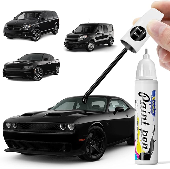 PX8/DX8 Black/Pitch Black Touch Up Paint Compatible with Dodge, DIY Car Paint Scratch Repair, Automotive Paints, Quick & Easy Fix Scratch Repair for Challenger/Grand Caravan/Charger/Journey
