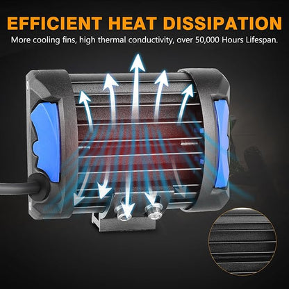 Side Shooter LED Pod Lights, Muto-Beam 2PCS 4 Inch Quad Row Light Pods LED Fog Lights Off Road Driving Lamps Waterproof Spot Flood Combo Lighting Work Light for Truck UTV ATV Pickup SUV Boat