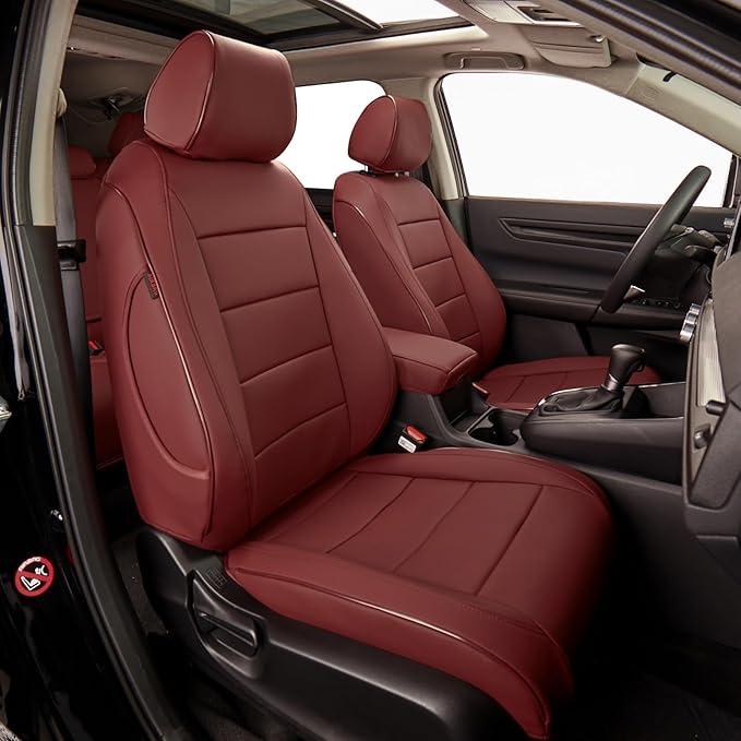 EKR CRV Seat Covers Custom Fit for Honda CRV 2023 2024 2025 2026 Leather Car Seat Cover Full Set for Trucks SUV,Waterproof Car Seat Cushion,Faux Leather (Burgundy)