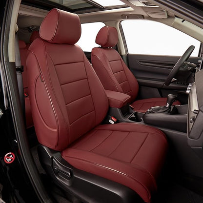 EKR CRV Seat Covers Custom Fit for Honda CRV 2023 2024 2025 2026 Leather Car Seat Cover Full Set for Trucks SUV,Waterproof Car Seat Cushion,Faux Leather (Burgundy)