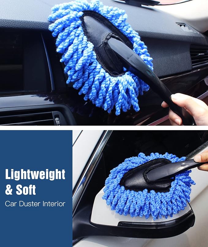 YeewayVeh Car Duster Kit, 3 Pack Car Detailing Brush Set with Extendable Microfiber Dust Brush & Scratch Free Car Dash Duster & Soft Car Interior Brush for Vehicles Motorcycle and Home Cleaning Tools