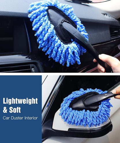 YeewayVeh Car Duster Kit, 3 Pack Car Detailing Brush Set with Extendable Microfiber Dust Brush & Scratch Free Car Dash Duster & Soft Car Interior Brush for Vehicles Motorcycle and Home Cleaning Tools