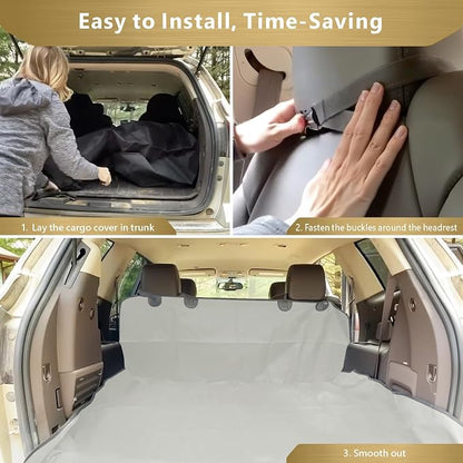 F-color SUV Cargo Liner for Dogs, Water Resistant Pet Cargo Cover Dog Seat Cover Mat for SUVs Sedans Vans with Bumper Flap Protector, Non-Slip, Large Size Universal Fit, Beige