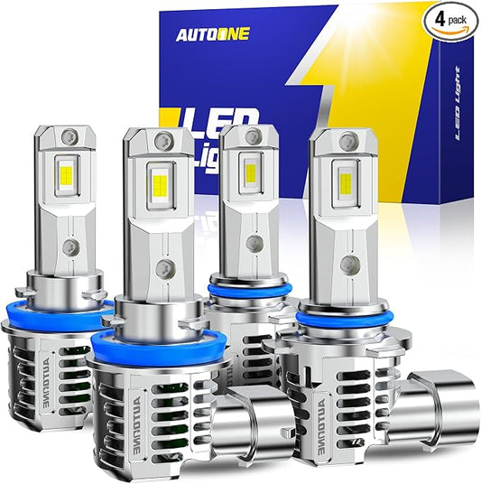 AUTOONE H11 9005 LED Bulb, 1500% Brighter, HB3 H8 H9 Light 6500K, 70000+Lifespan, 99% Compatible Plug & Play, IP68, Pack of 2