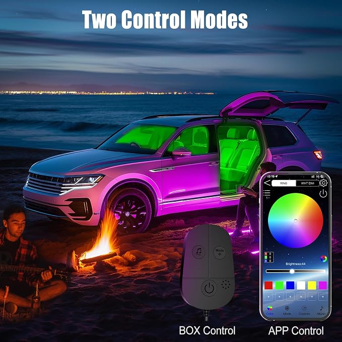 Honalia Car Lights Interior, LED Lights for Car Interior with APP Control, Truck Inside Lights with DIY Mode and Music Mode, Ambient Lighting for Men, DC 12V