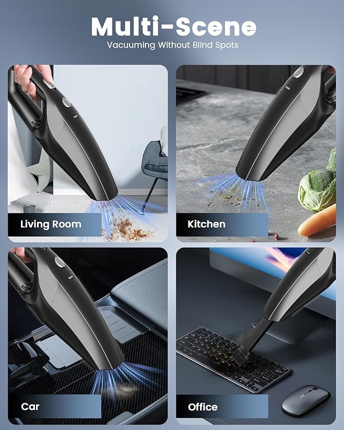 Handheld Vacuum Cordless, Car Vacuums Powerful with Rechargeable Battery, Portable Hand Held Vacuum Cordless with Washable HEPA Filter, Mini Vacuums Kit for Men and Women