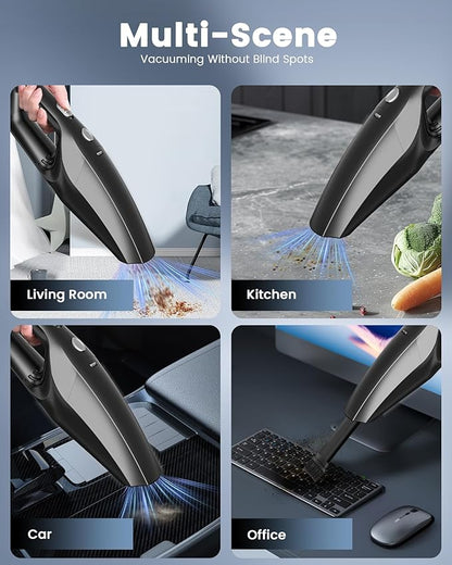 Handheld Vacuum Cordless, Car Vacuums Powerful with Rechargeable Battery, Portable Hand Held Vacuum Cordless with Washable HEPA Filter, Mini Vacuums Kit for Men and Women
