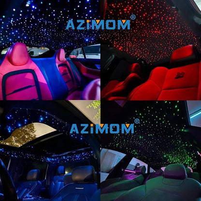 AZIMOM 16W Twinkle & Sound Activate 300pcs*0.03in*9.8ft Fiber Optic Starlight Headliner Kits for Car Home Star Ceiling Sky Decoration, APP& Remote Control Light Engine End Glow Fiber Strands