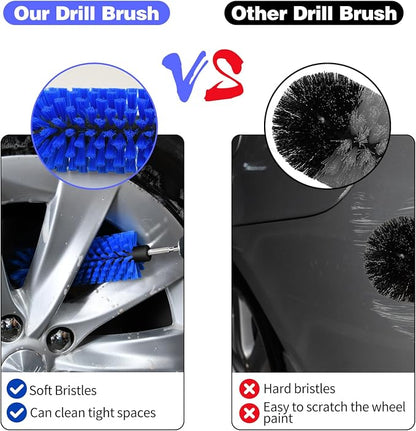 Drill Brush for Car Wheel and Bottle, Highly Dense and Durable Car Cleaning Brush for Wheels, Rims, Engines, Exhaust, Bottle