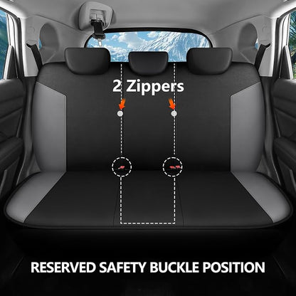 HChengkikz Car Seat Covers Full Set, Waterproof Neoprene Car Seat Covers, Airbag Compatible, Universal Fit for Most Sedans, SUVs, Trucks (Black + LightGray)