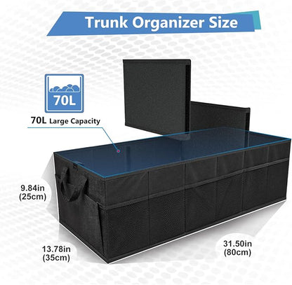 MIU COLOR Trunk Organizer for Car, Car Organizer, 12 Pockets Trunk Organizer for SUV, Durable Oxford, Non-Slip Bottom, Trunk Storage Organizer for Sedans, Van, Jeep, Grocery, Large 3 Compartments