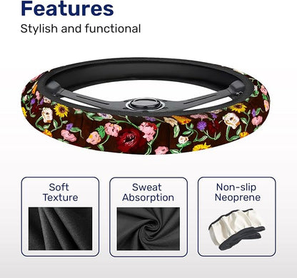 GENANY Music Pop Star Steering Wheel Cover, Non Slip Polyester Car Wheel Protector for Car SUV Truck, Universal 15 Inch