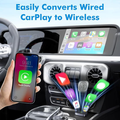 Travel Depot Wireless CarPlay Adapter for iPhone, Converts Wired to Wireless Adapter CarPlay, Plug & Play for Apple Car Play, Fast Auto Connect Bluetooth Dongle Car Streaming Device, Fits 800+ Models