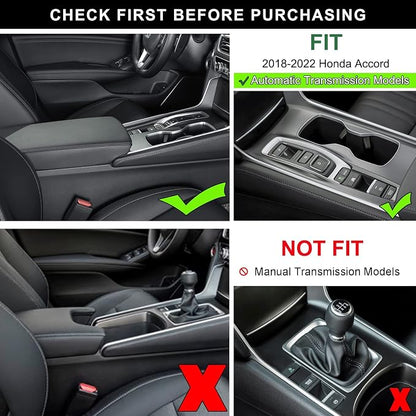 PIMCAR Center Console Organizer for Honda Accord 2018 2019 2020 2021 2022 ABS Plastic Material Armrest Box Insert Tray Pallet Accessories (NOT Fit for Manual Transmission Models) —Black