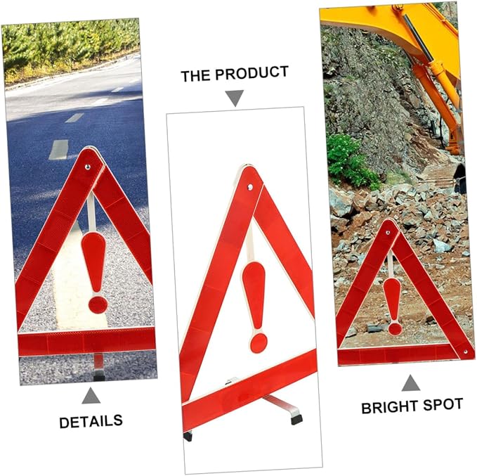 Gatuida 4pcs Auto Warning Triangle Kit Reflective Folding Safety Tripods for Roadside Use Portable and Warning Signs for Cars