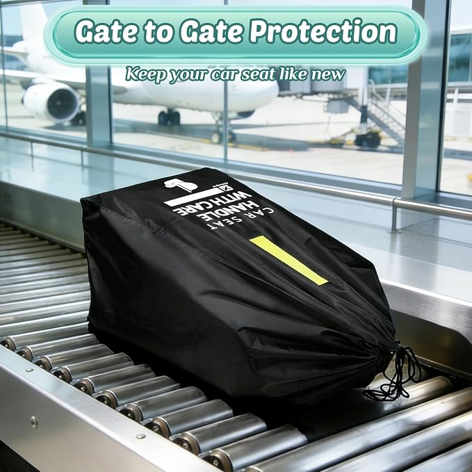 Guiseapue Car Seat Travel Bag for Airplane: Car Seat Bags for Air Travel Fit All Car Seats, Infant Carriers & Booster Seats, Carseat Cover Fit Doona Graco Evenflo, Airplane Travel Essentials Flying