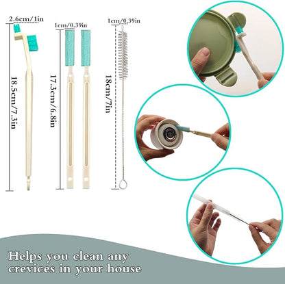 Small Household Cleaning Brushes by ELEMGULY,18 Pcs Crevice Brush for Hole, Gap, Corner, Space, Micro Crevice Scrub Cleaner Tool for Bottle, Keyboard, Window, Door Track