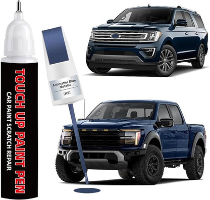 Antimatter Blue Metallic(HX) Car Touch Up Paint for Ford 2-in-1 Car Scratch Repair Pen with Fine Tip&Brush, DIY Color-Code Matched Auto Paint for Rock Chips Door Scratches Paint Nicks Bumper Marks