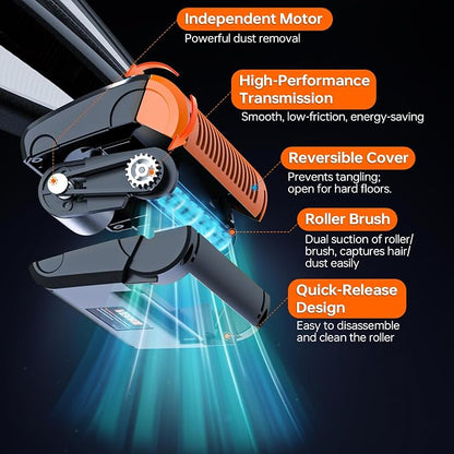 Pet Hair Vacuum, Handheld Vacuum Cordless Rechargeable with LED, 10000Pa Suction, 20V Lightweight Portable Hand Vacuum with Multi-Nozzles & Washable HEPA Filter for Pet Hair, Car and Home