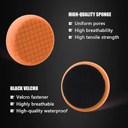 SPTA Orange T40 Orange Medium-Cut Polishing Pads, 1Pc 3.5 Inch Face for 3 Inch 80mm Backing Plate Compound Buffing Sponge Pads for Car Buffer Polisher Compounding, Polishing and Waxing -FPTSS3O