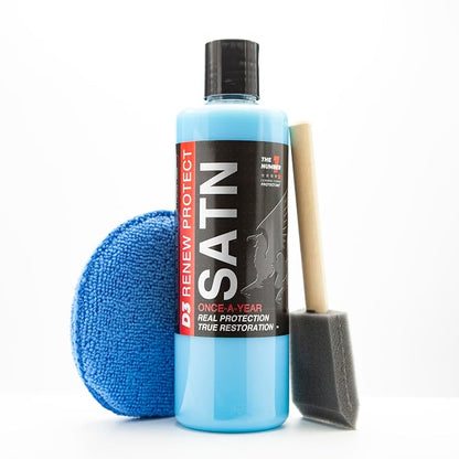 RENEW PROTECT - SATN, Lasts Months - Years, Tire & Trim Treatment, Low - Mid Shine, Floor Mat- RV- 100% Motorcycle-Safe, Ceramic-Hybrid Protectant, Wash-Proof, 5 min Dry-Seal 16oz