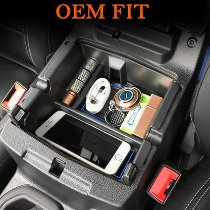 Compatible with Center Console Organizer Tray Jeep Wrangler JL/JLU 2018-2022 2023 2024 2025 2026 and Jeep Gladiator JT Truck 2020-2024 2025 2026 Insert Armrest Accessories (Not for JK/JKU)(Blue Trim)