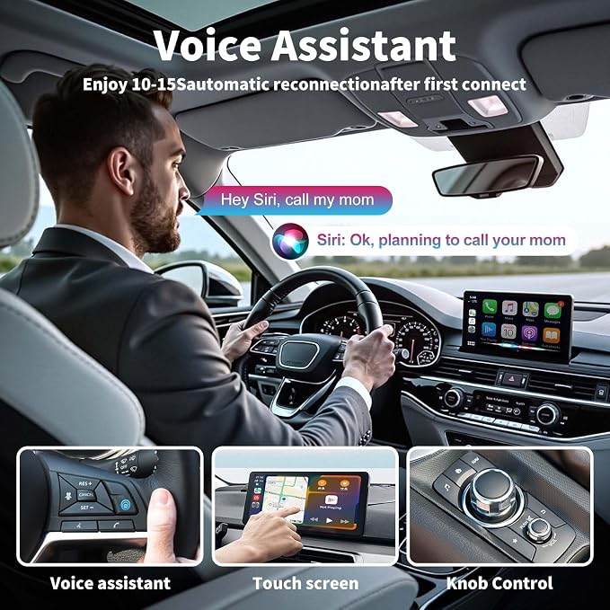 2-in-1 Wireless Carplay Adapter, Convert Wired to Wireless Mini Car Play Adapter for Apple iPhone & Android Auto, Seamless Plug & Play Auto Connect, Compatible with 2016-2025 Car Models